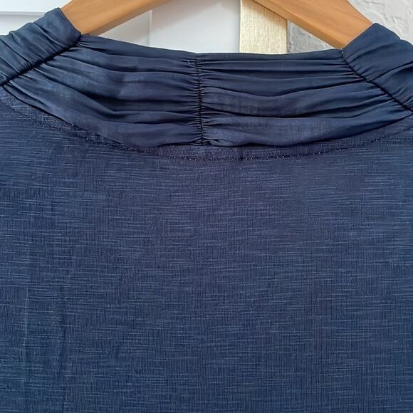 Anthropologie Dolan Left Coast Navy Blue Surplice Wrap Top Preppy Minimalist - Picture 6 of 7
